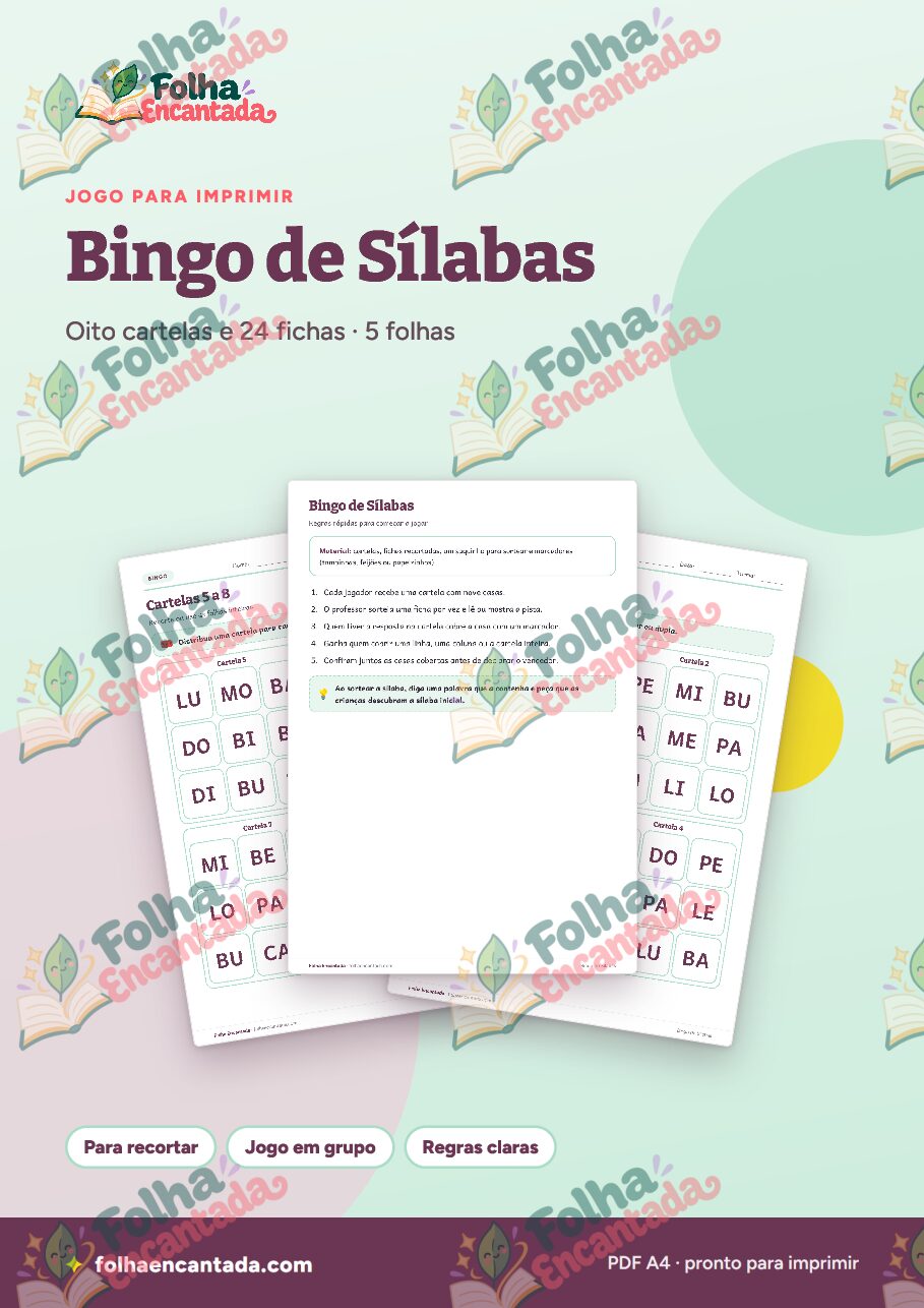 Prévia da página 1 de Bingo de Sílabas: Ler e Reconhecer