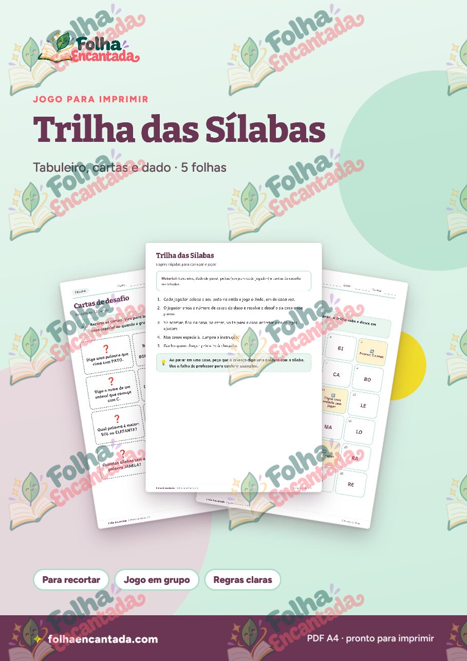 Prévia da página 1 de Trilha das Sílabas: Jogo de Tabuleiro