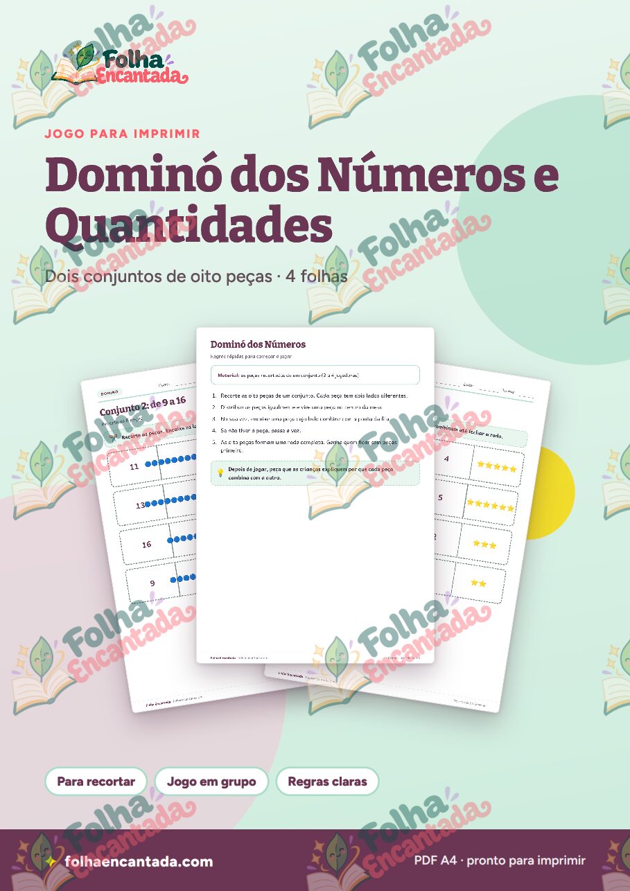 Prévia da página 1 de Dominó dos Números e Quantidades