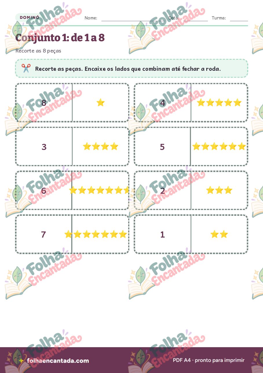 Prévia da página 3 de Dominó dos Números e Quantidades