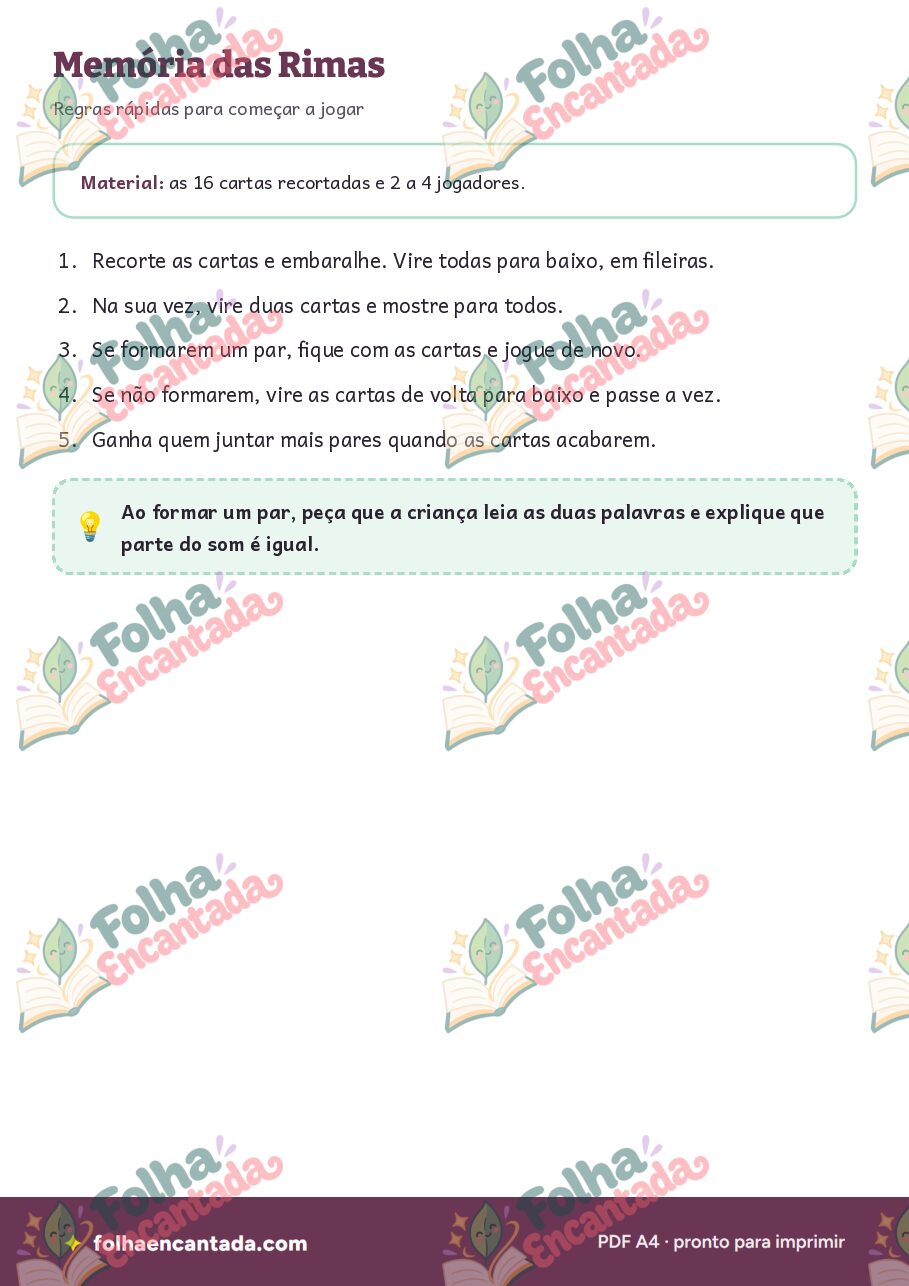 Prévia da página 2 de Jogo da Memória das Rimas