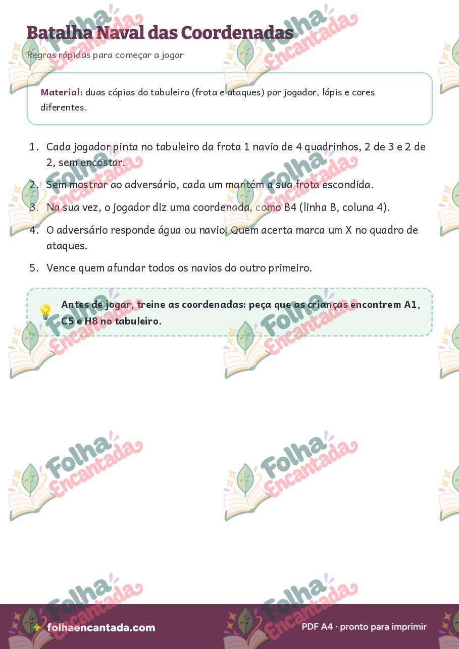 Prévia da página 2 de Batalha Naval das Coordenadas