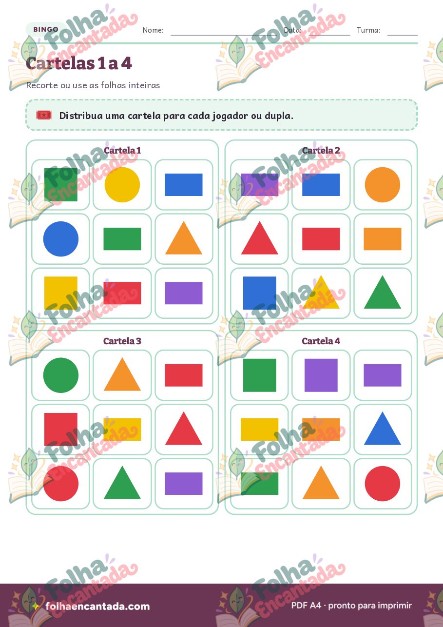 Prévia da página 3 de Bingo das Formas e Cores