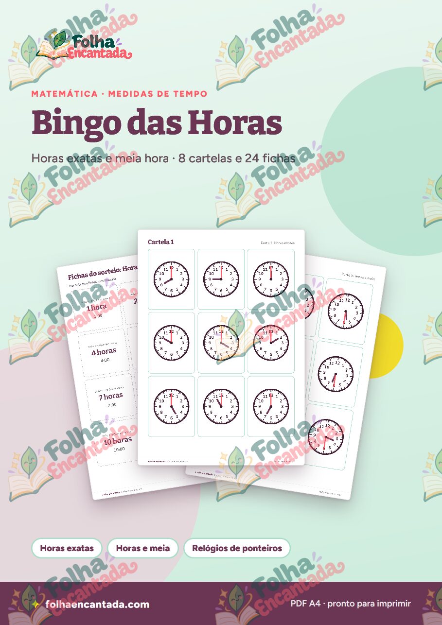Prévia da página 1 de Bingo das Horas: Relógios de Ponteiros para o 2º Ano