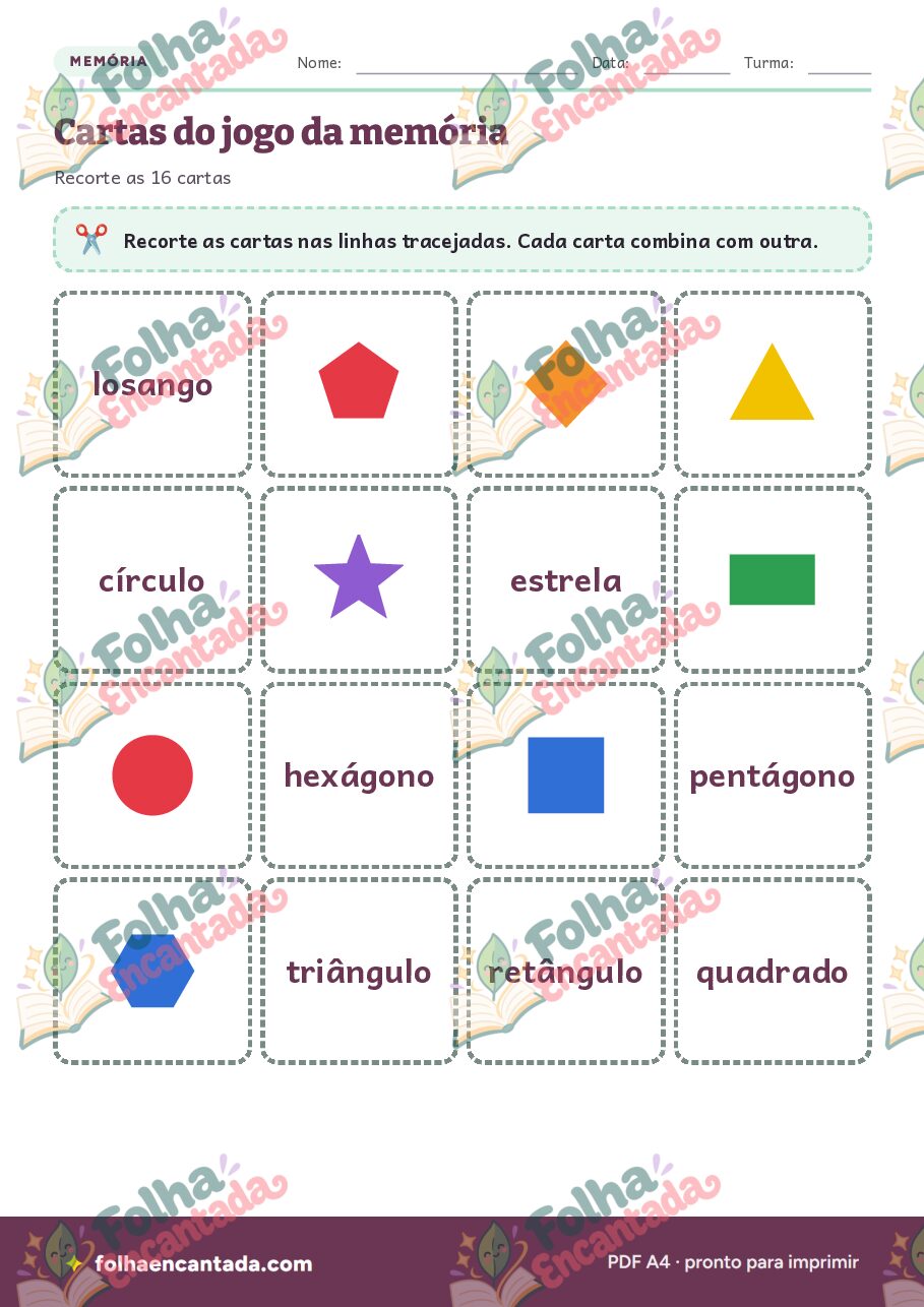 Prévia da página 3 de Jogo da Memória das Formas Geométricas