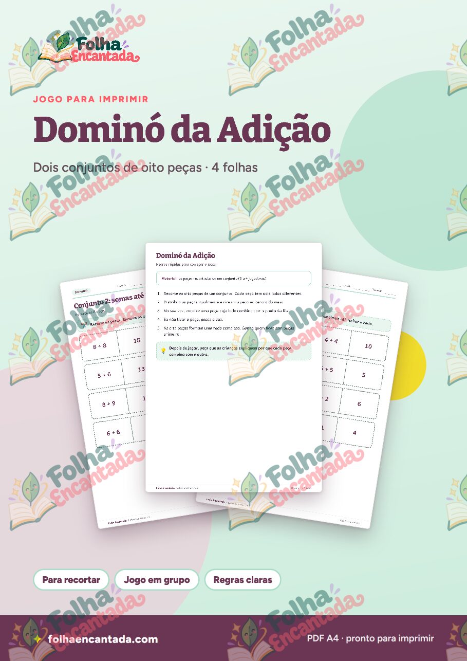 Prévia da página 1 de Dominó da Adição: Contas e Resultados