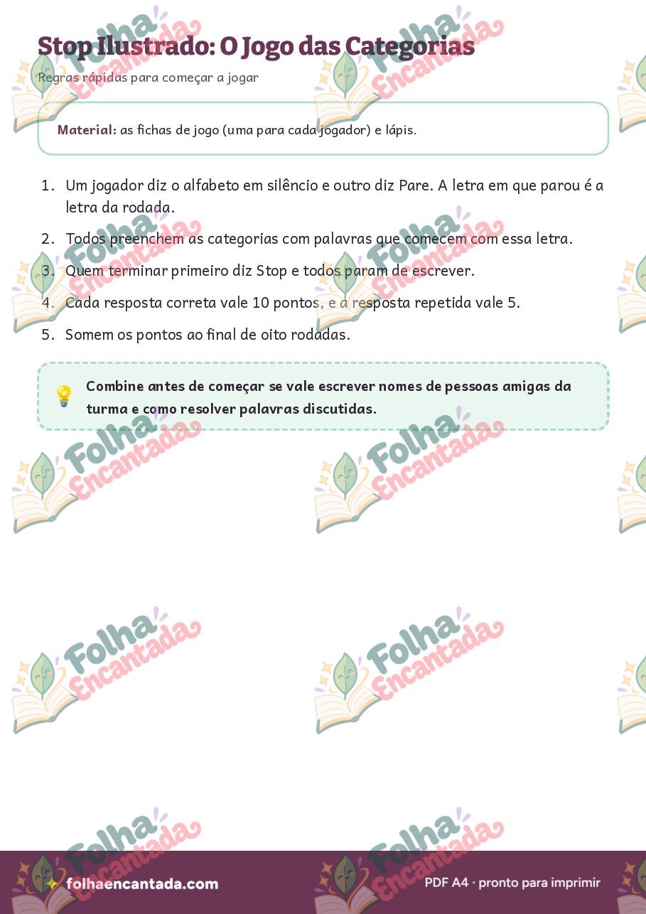 Prévia da página 2 de Stop Ilustrado: O Jogo das Categorias