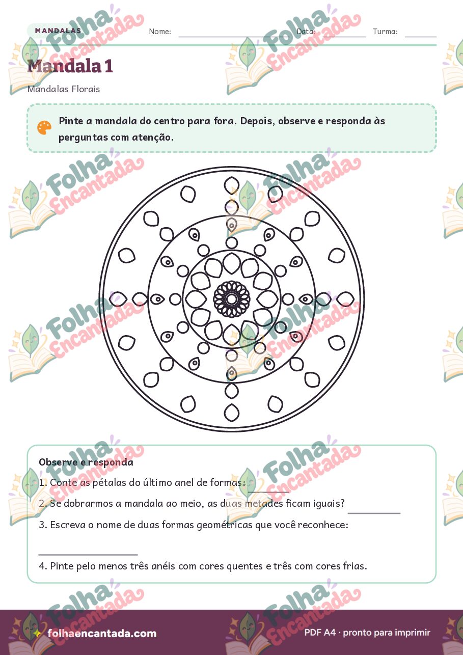 Prévia da página 2 de Mandalas Florais para Colorir