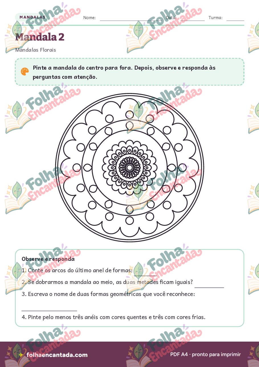 Prévia da página 3 de Mandalas Florais para Colorir