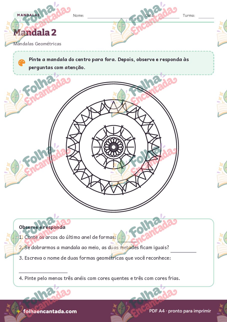 Prévia da página 3 de Mandalas Geométricas para Colorir