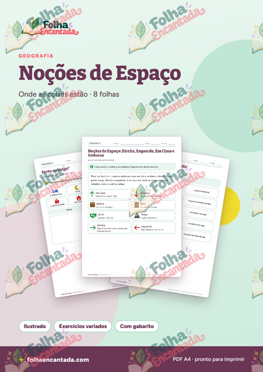 Prévia da página 1 de Noções de Espaço: Direita, Esquerda, Em Cima e Embaixo