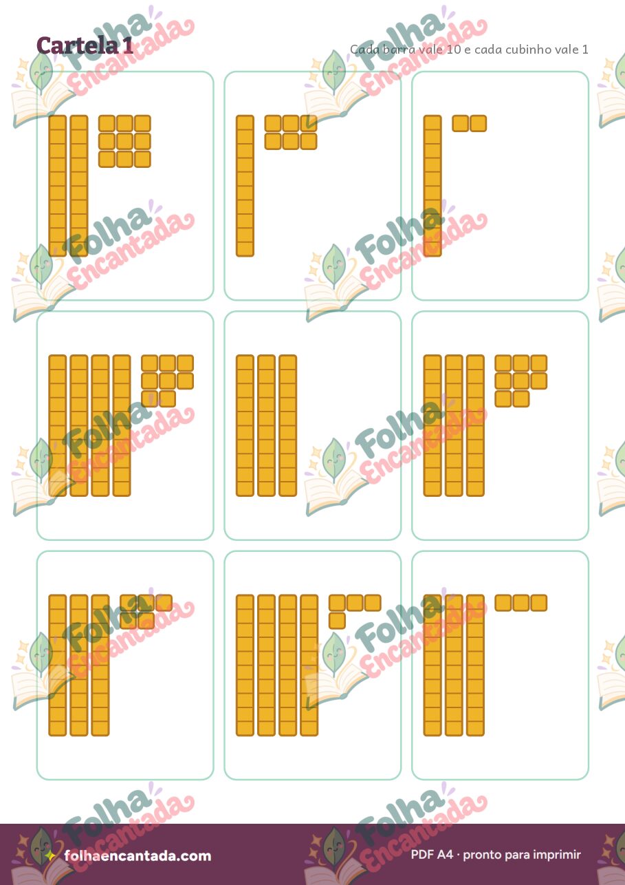 Prévia da página 3 de Bingo do Material Dourado: Dezenas e Unidades
