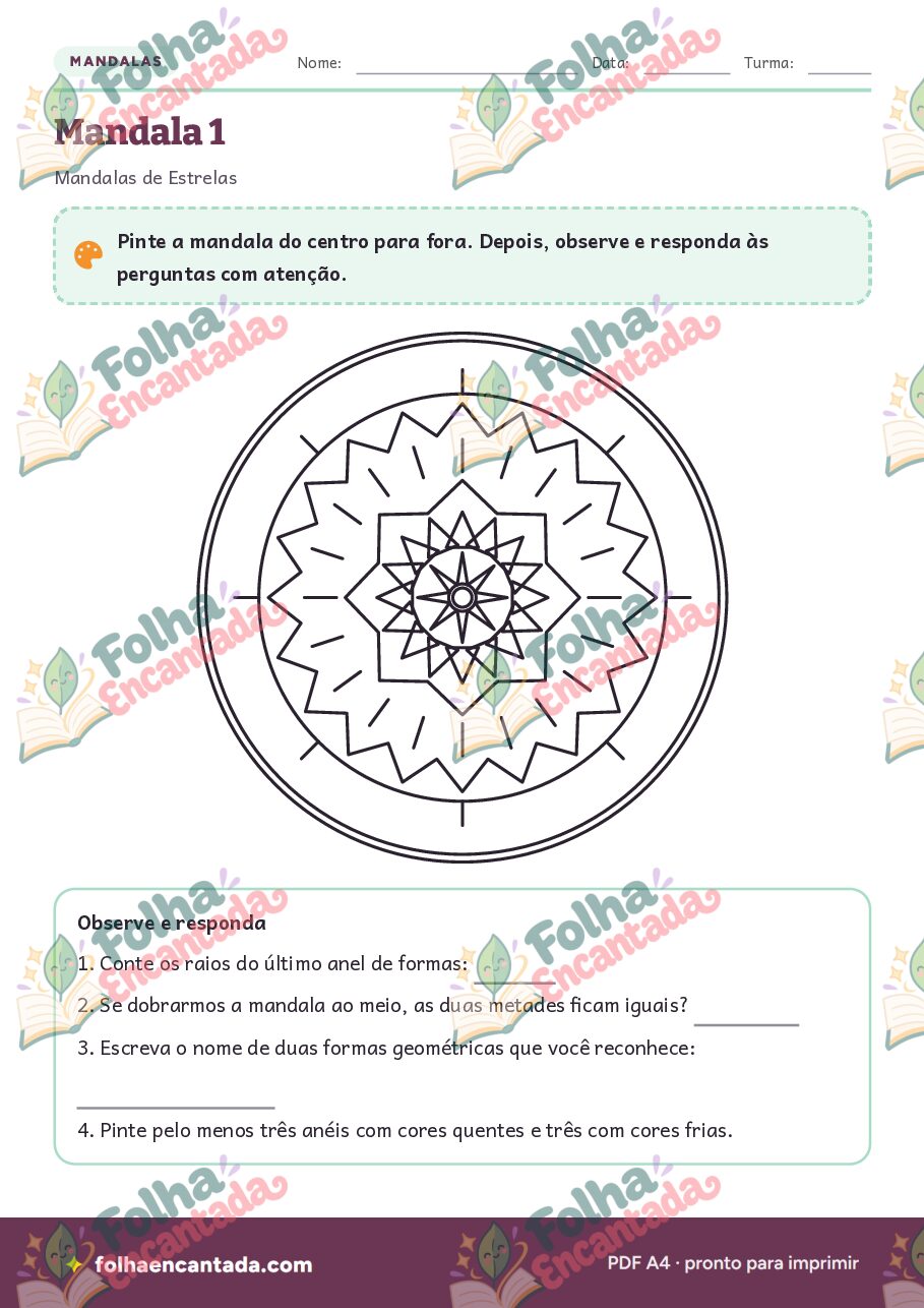 Prévia da página 2 de Mandalas de Estrelas para Colorir