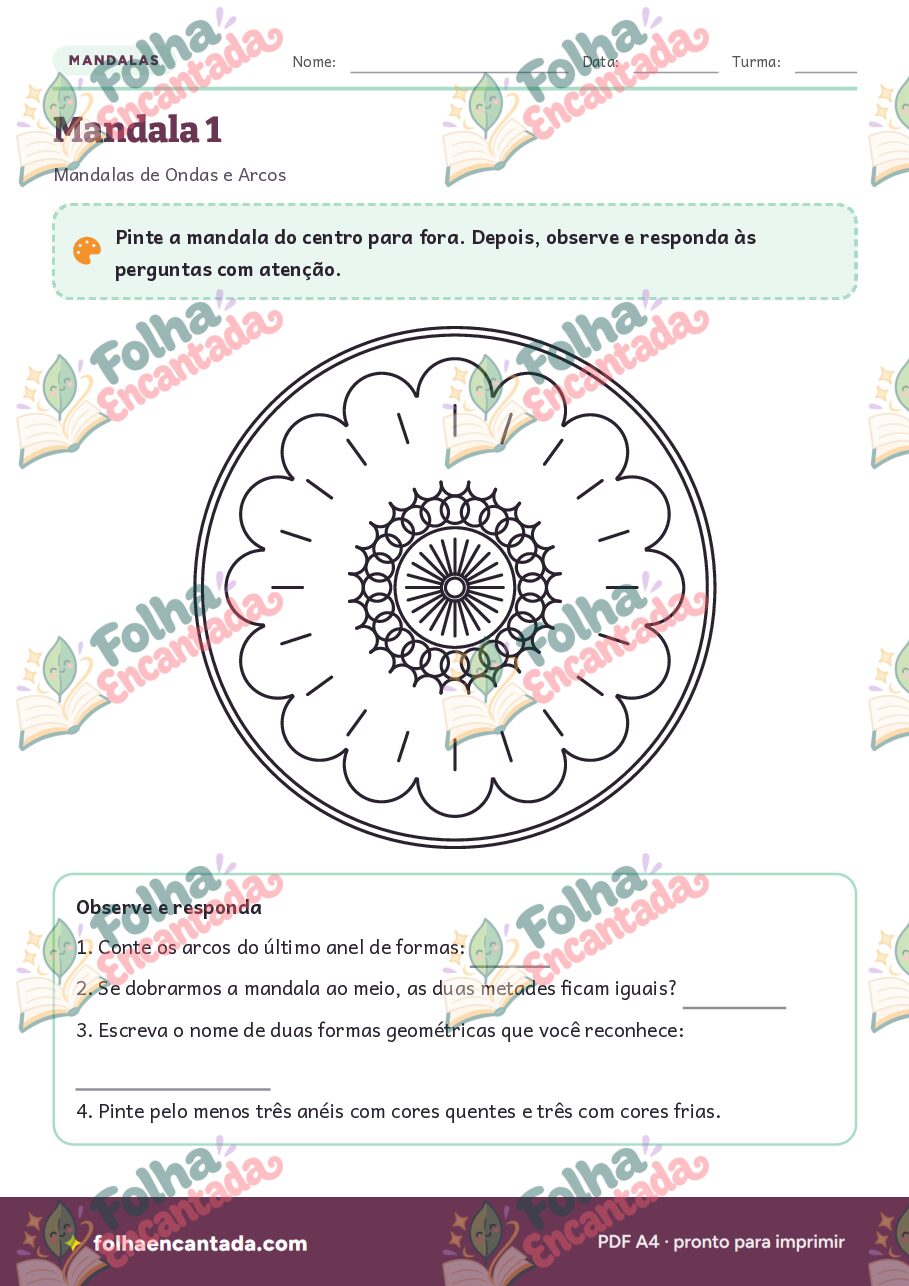 Prévia da página 2 de Mandalas de Ondas e Arcos para Colorir