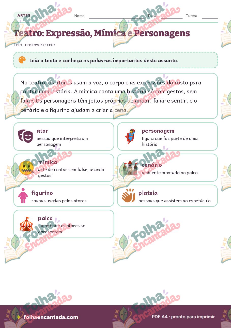 Prévia da página 2 de Teatro: Expressão, Mímica e Personagens