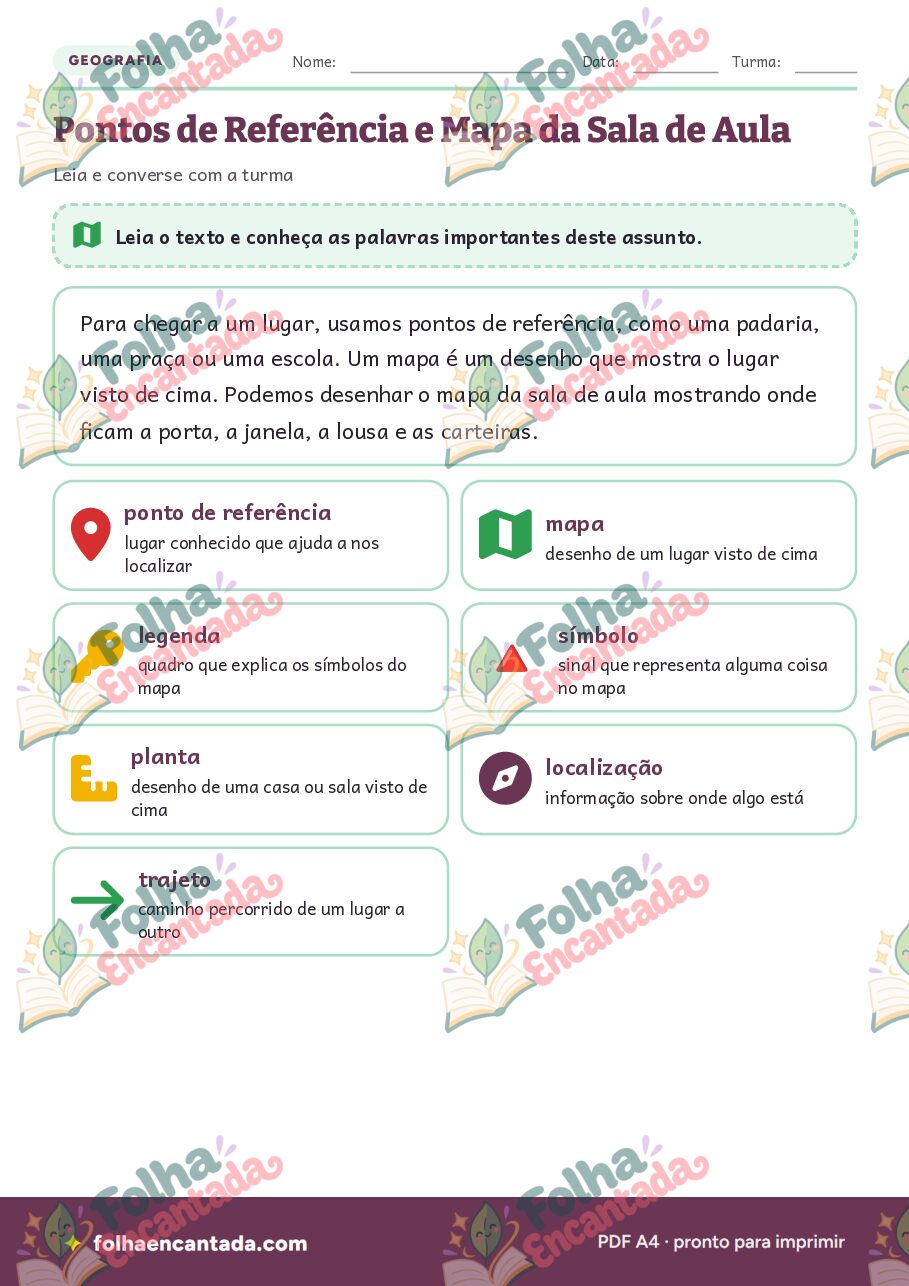 Prévia da página 2 de Pontos de Referência e Mapa da Sala de Aula