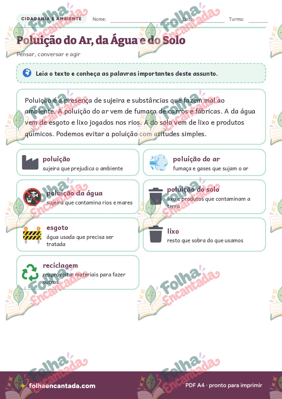 Prévia da página 2 de Poluição do Ar, da Água e do Solo