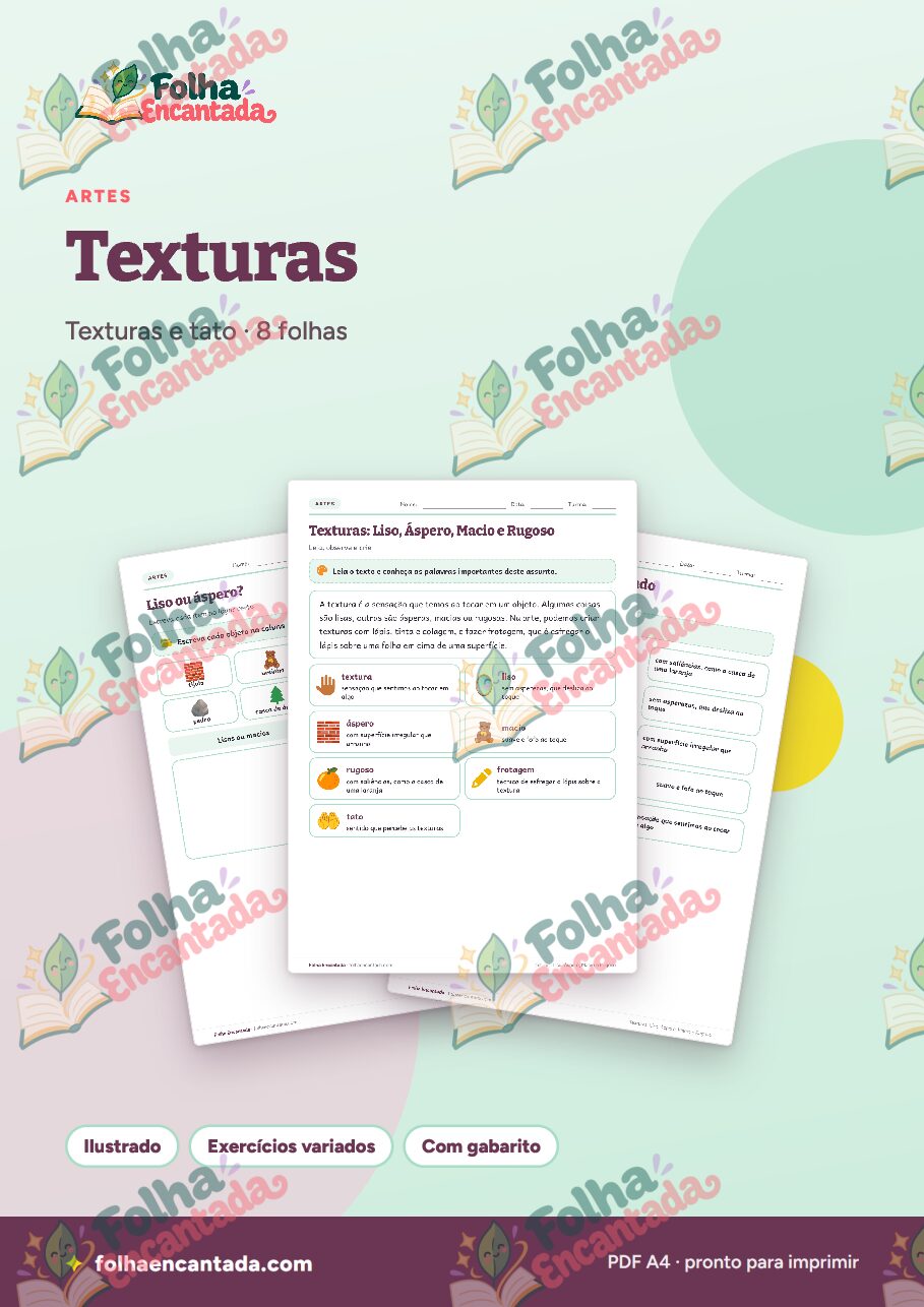 Prévia da página 1 de Texturas: Liso, Áspero, Macio e Rugoso