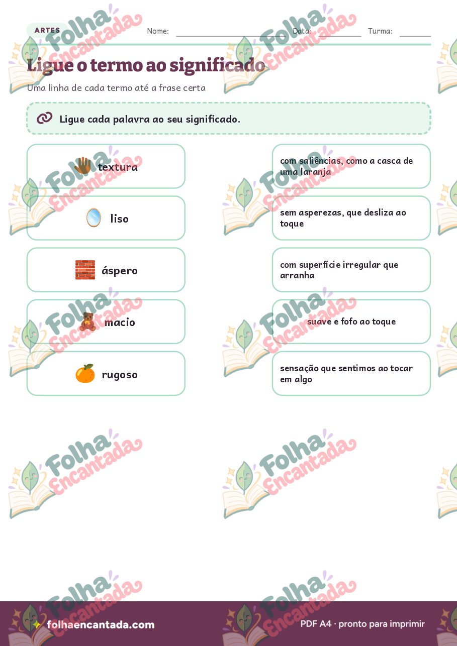Prévia da página 3 de Texturas: Liso, Áspero, Macio e Rugoso