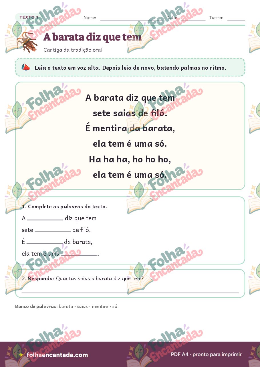 Prévia da página 3 de Parlendas e Cantigas Populares em Atividades