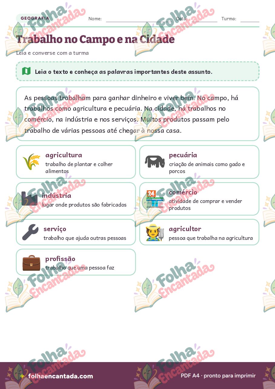 Prévia da página 2 de Trabalho no Campo e na Cidade