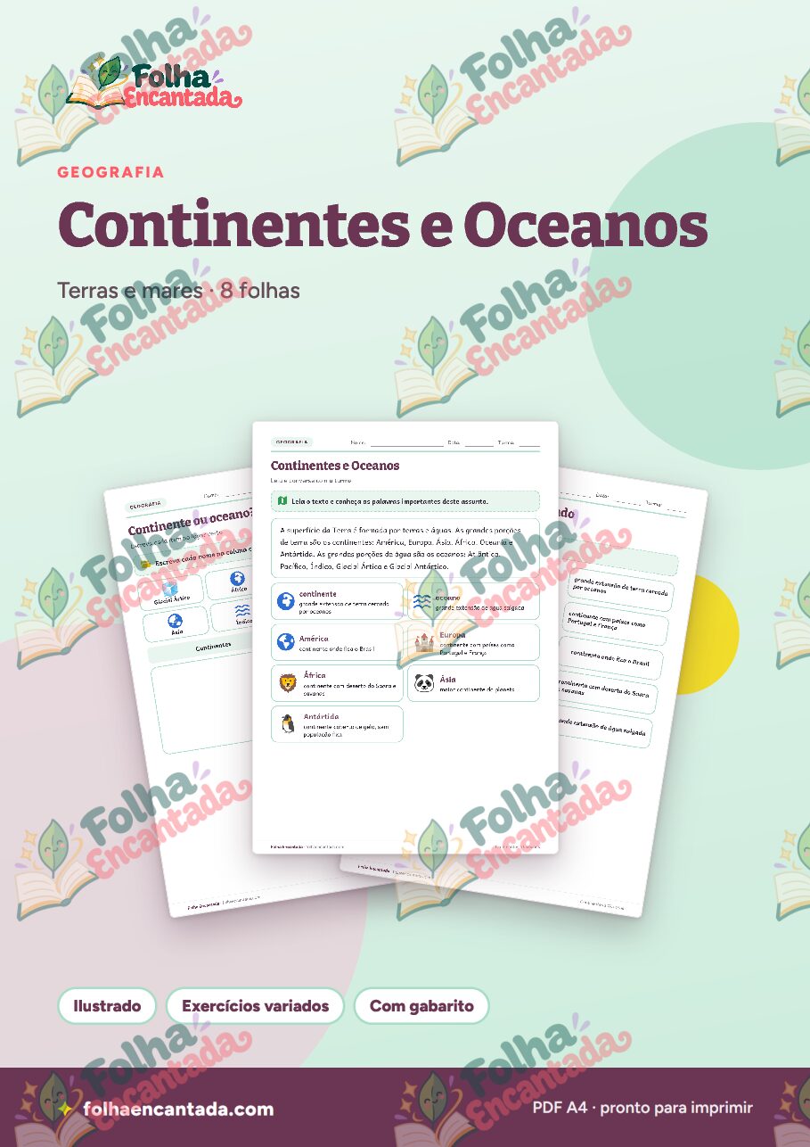 Prévia da página 1 de Continentes e Oceanos