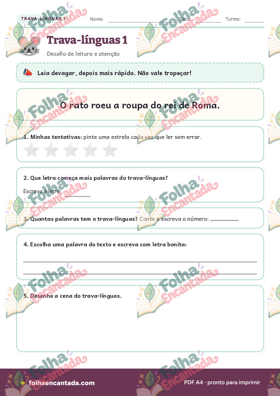 Prévia da página 3 de Trava-línguas em Atividades: Leitura e Fluência