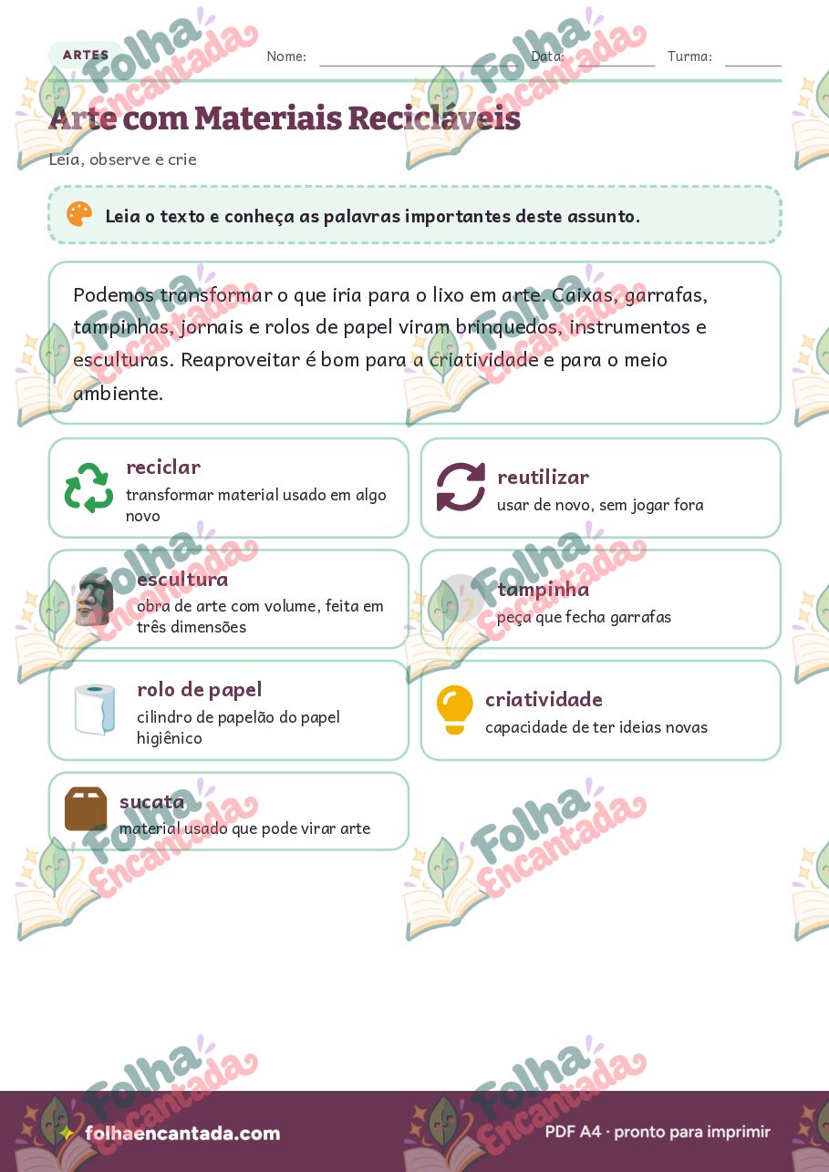 Prévia da página 2 de Arte com Materiais Recicláveis