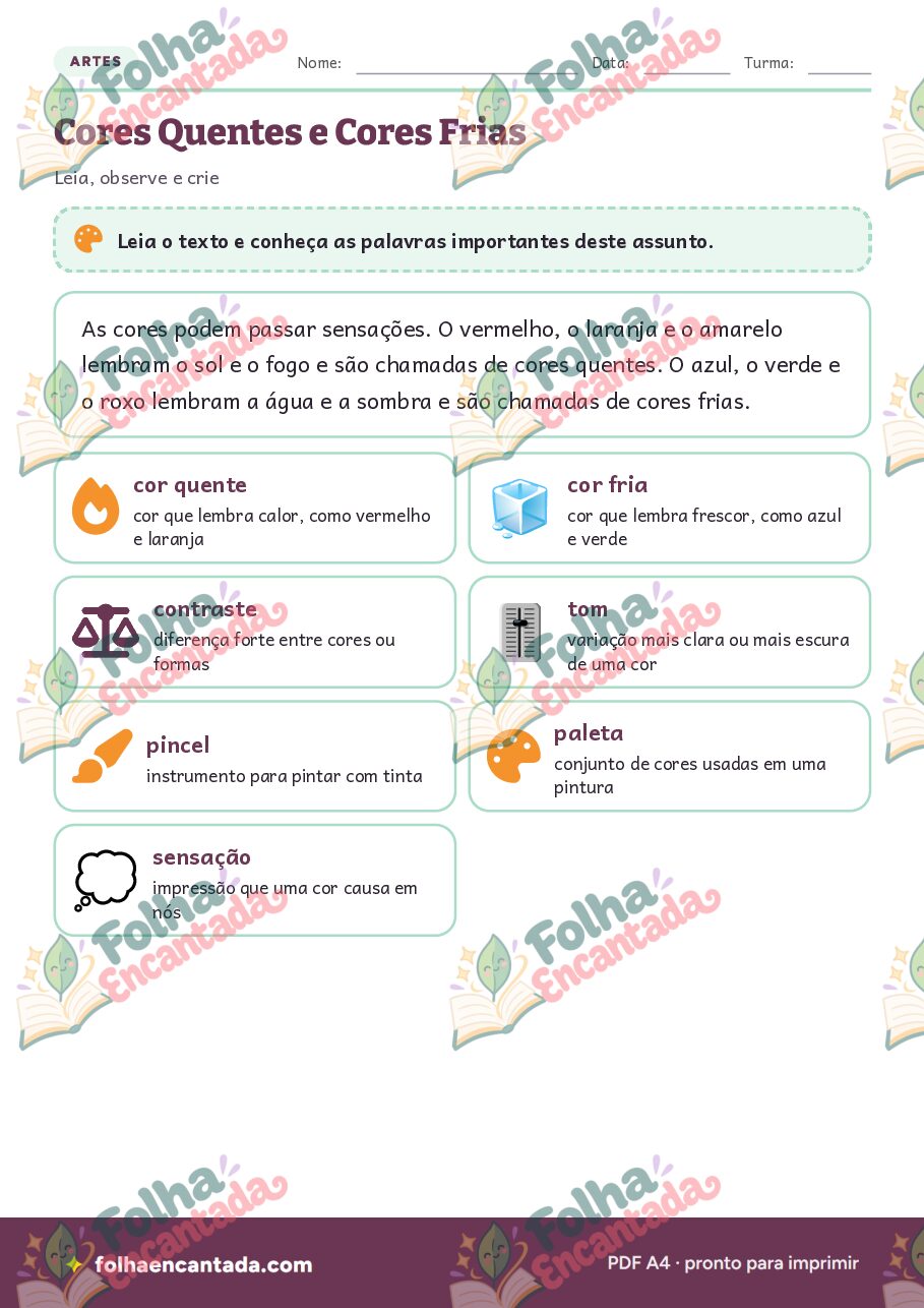 Prévia da página 2 de Cores Quentes e Cores Frias