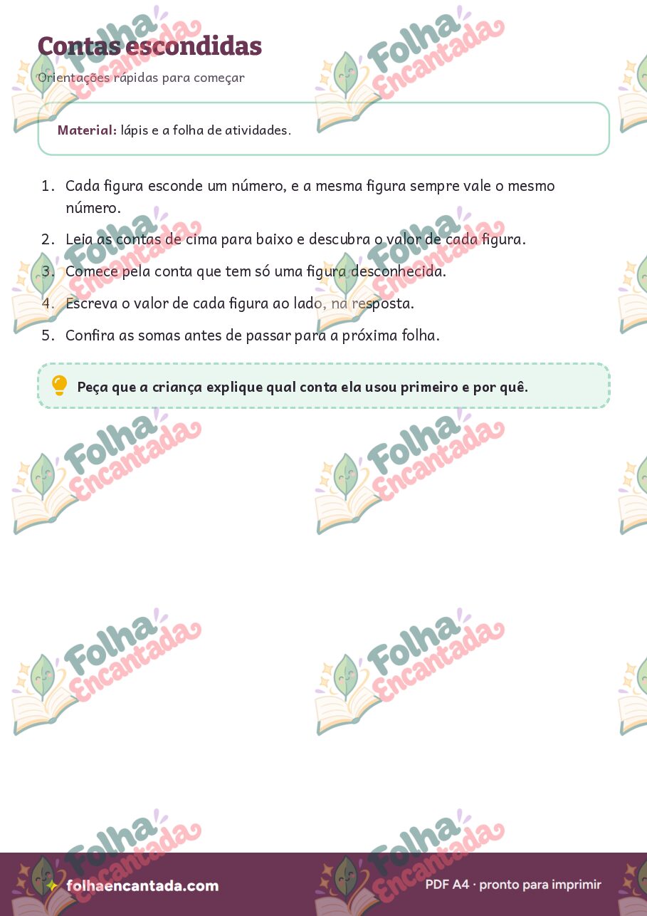 Prévia da página 2 de Contas Escondidas: Figuras que Valem Números