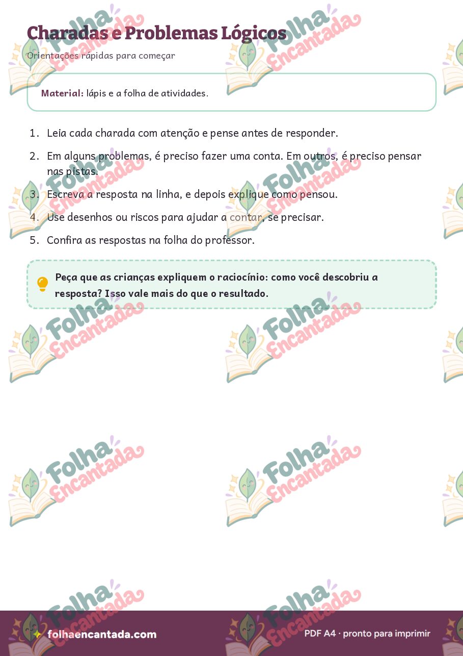 Prévia da página 2 de Charadas e Problemas Lógicos para Pensar