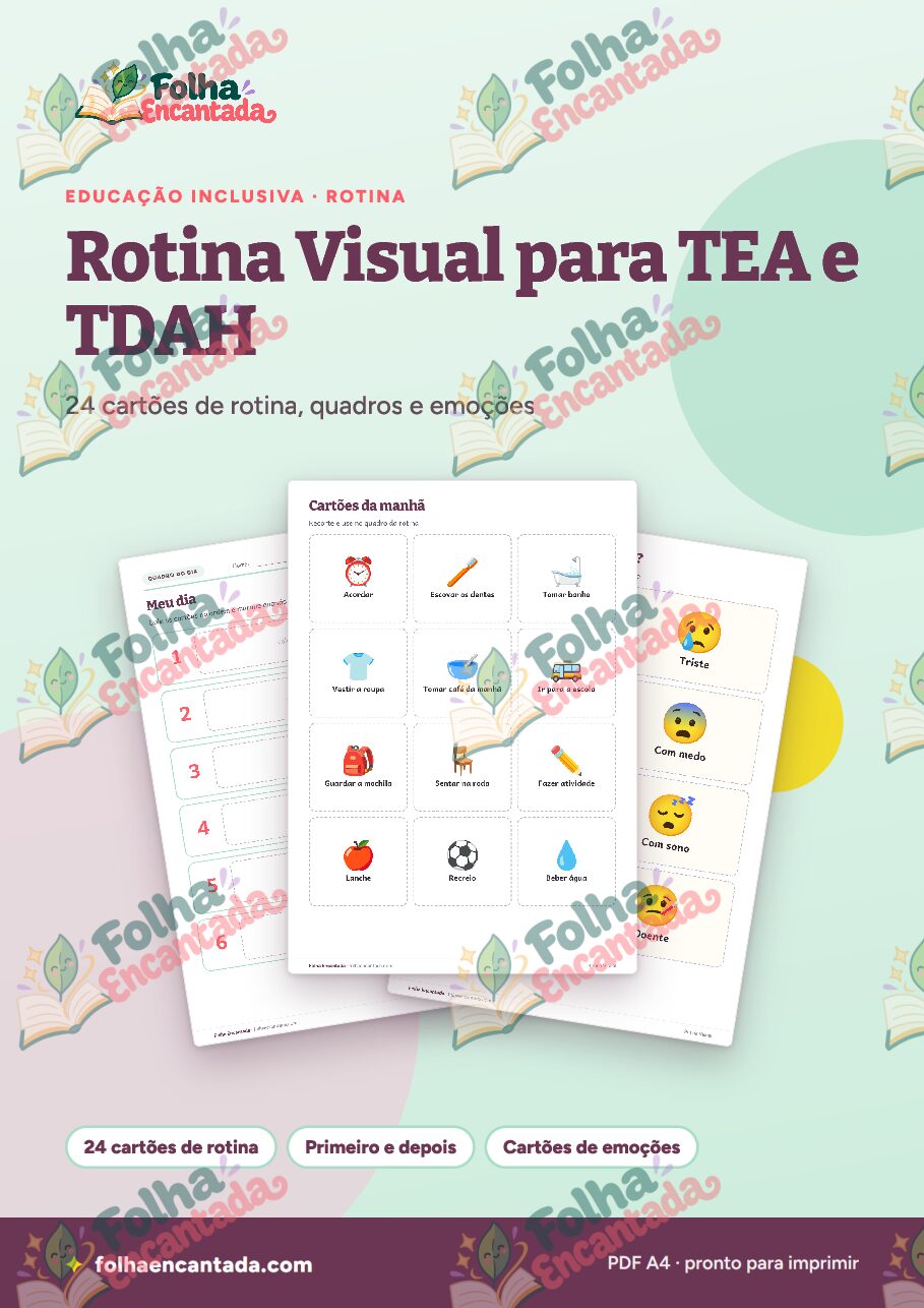 Prévia da página 1 de Rotina Visual para TEA e TDAH: Cartões e Quadros