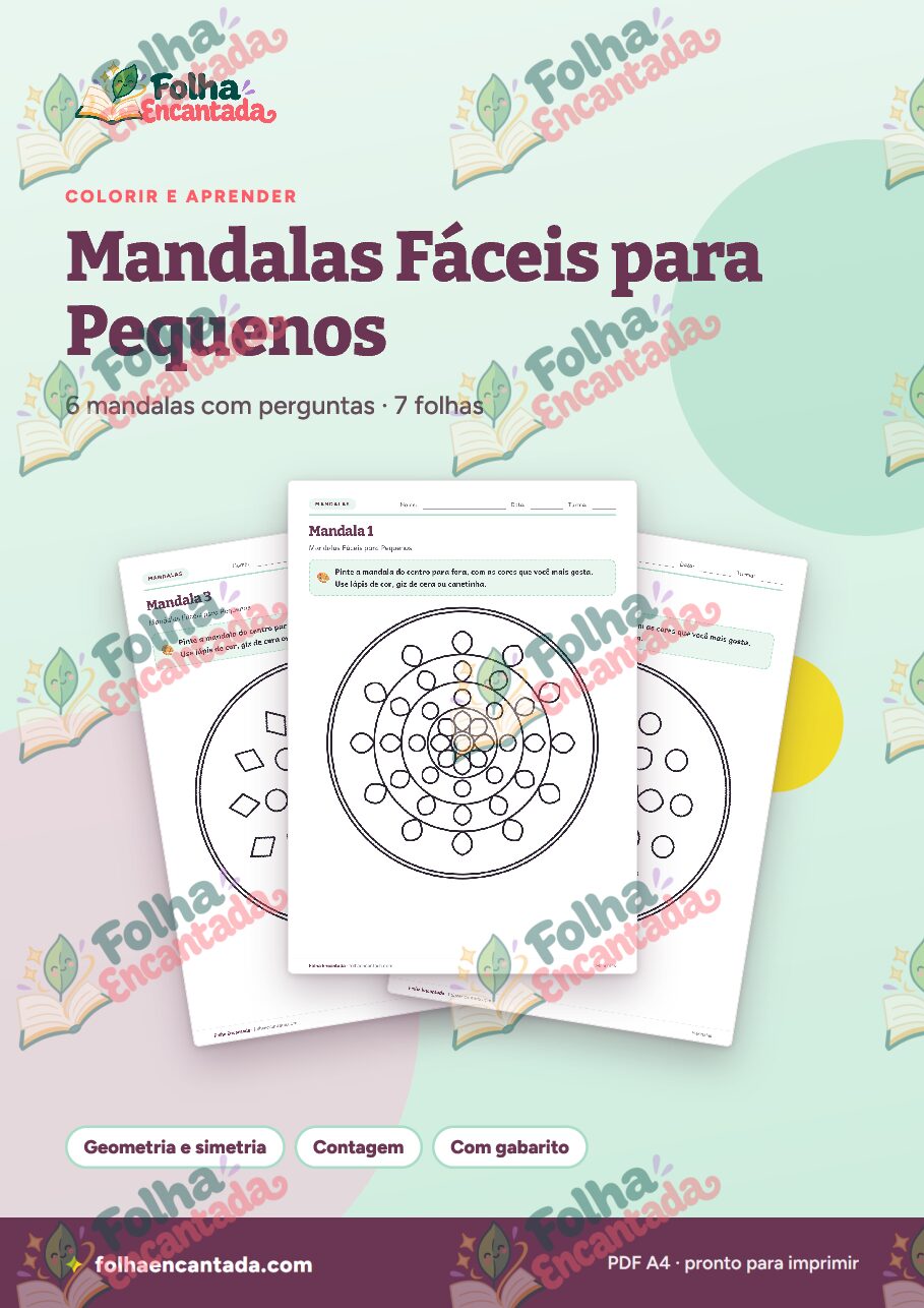 Prévia da página 1 de Mandalas Fáceis para Pequenos para Colorir