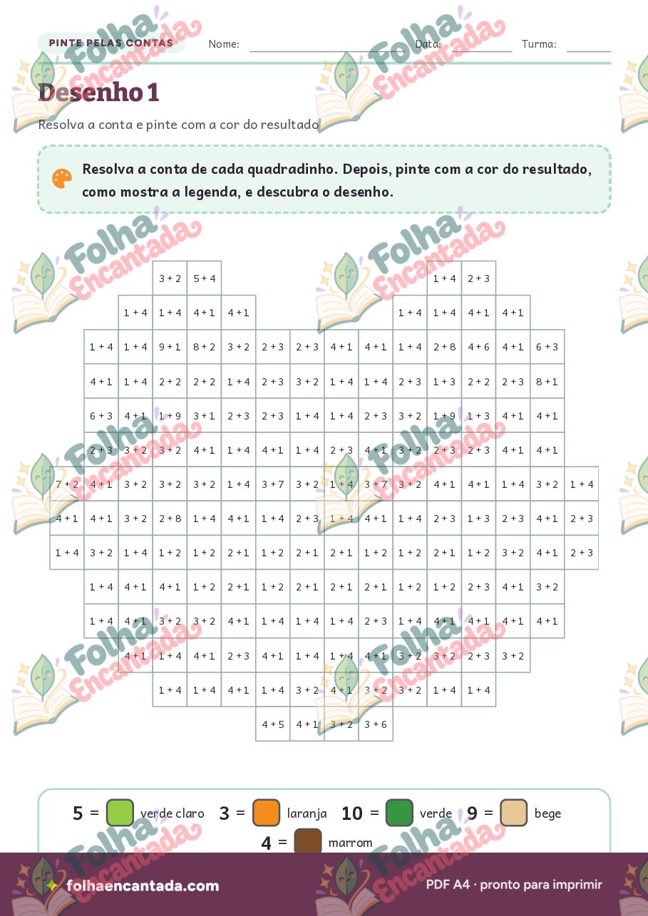 Prévia da página 2 de Pinte pelas Contas: Adição até 10