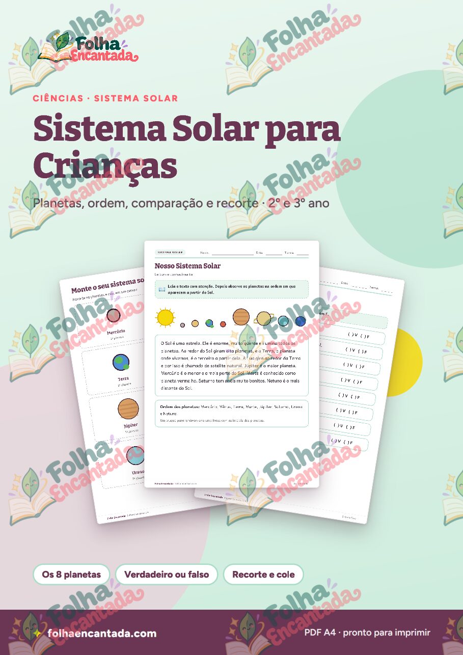 Prévia da página 1 de Sistema Solar para Crianças: Atividades de Ciências