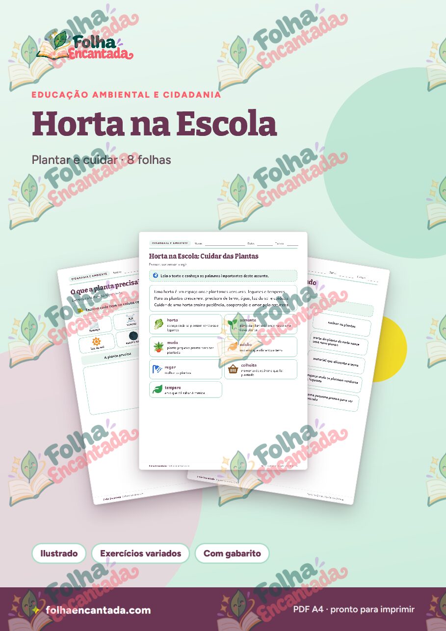 Prévia da página 1 de Horta na Escola: Cuidar das Plantas