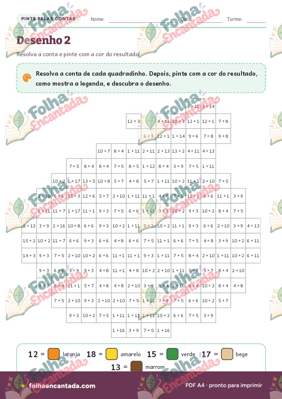 Prévia da página 3 de Pinte pelas Contas: Adição até 20