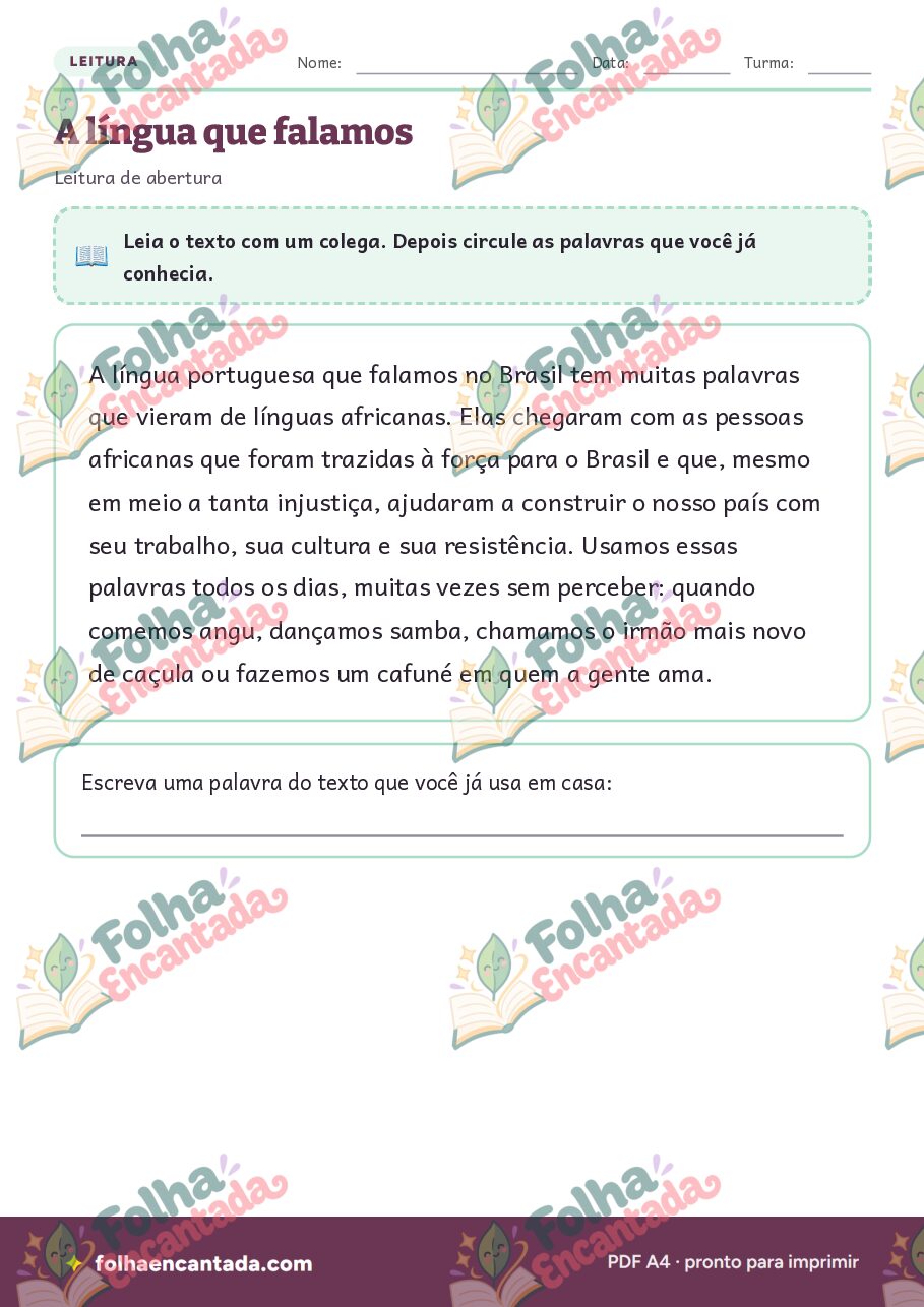 Prévia da página 3 de Palavras de Origem Africana: Leitura e Escrita
