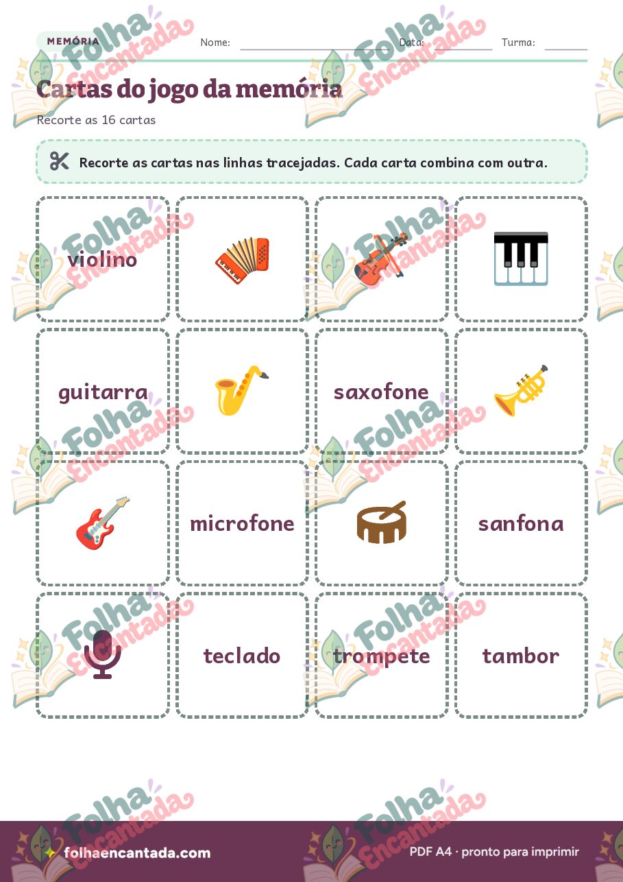 Prévia da página 3 de Jogo da Memória dos Instrumentos Musicais