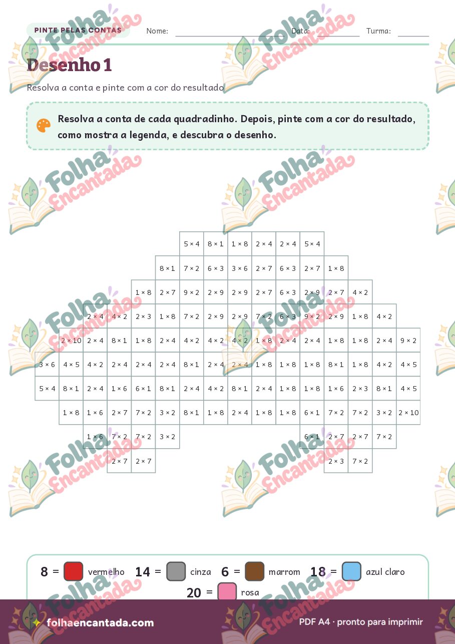 Prévia da página 2 de Pinte pelas Contas: Tabuadas