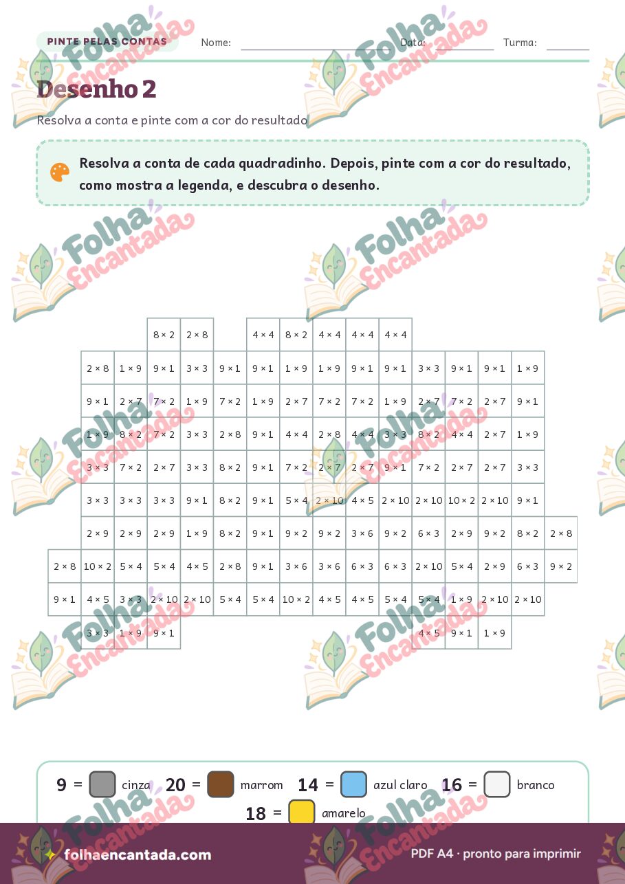 Prévia da página 3 de Pinte pelas Contas: Tabuadas