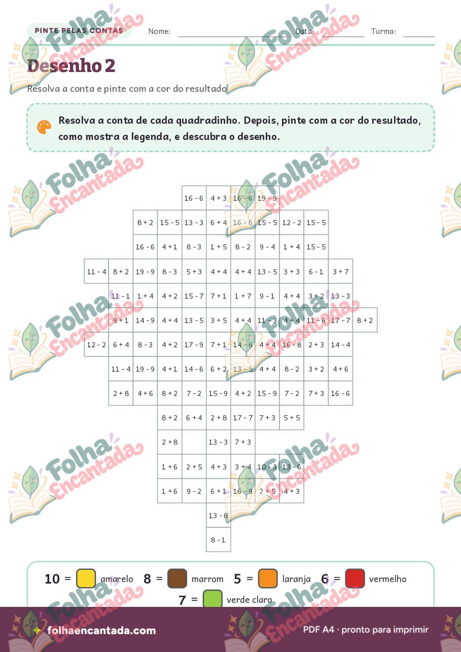 Prévia da página 3 de Pinte pelas Contas: Somar e Subtrair