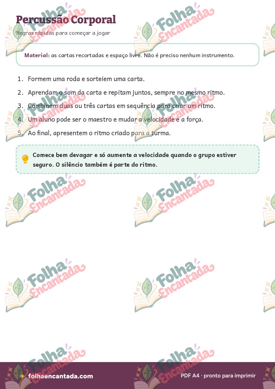 Prévia da página 2 de Percussão Corporal: Cartas de Ritmo