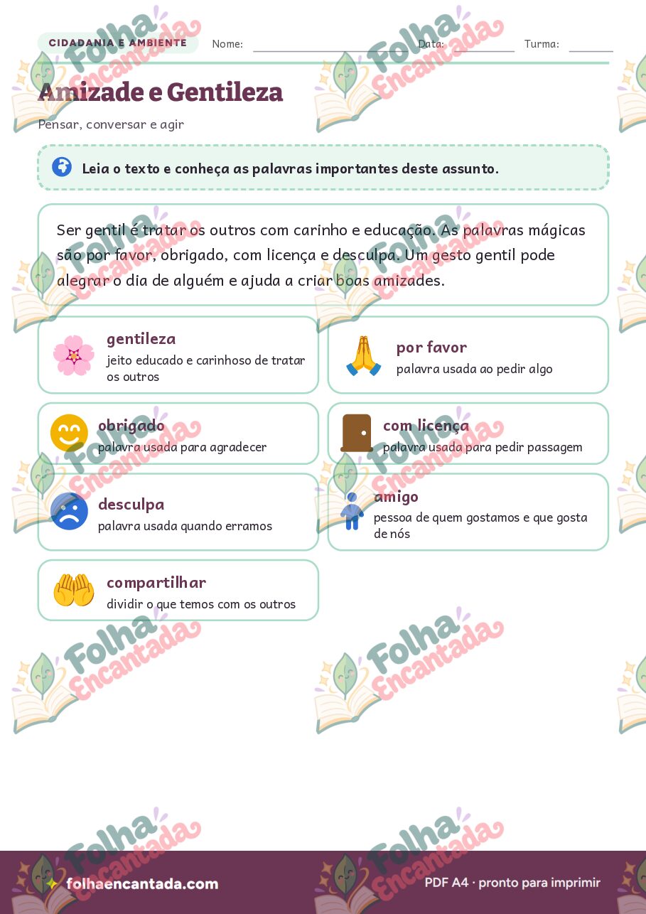 Prévia da página 2 de Amizade e Gentileza