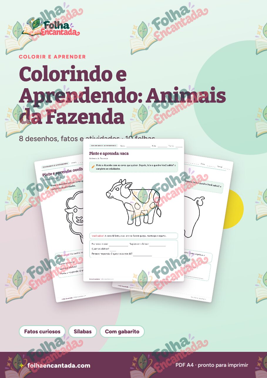 Prévia da página 1 de Colorindo e Aprendendo: Animais da Fazenda
