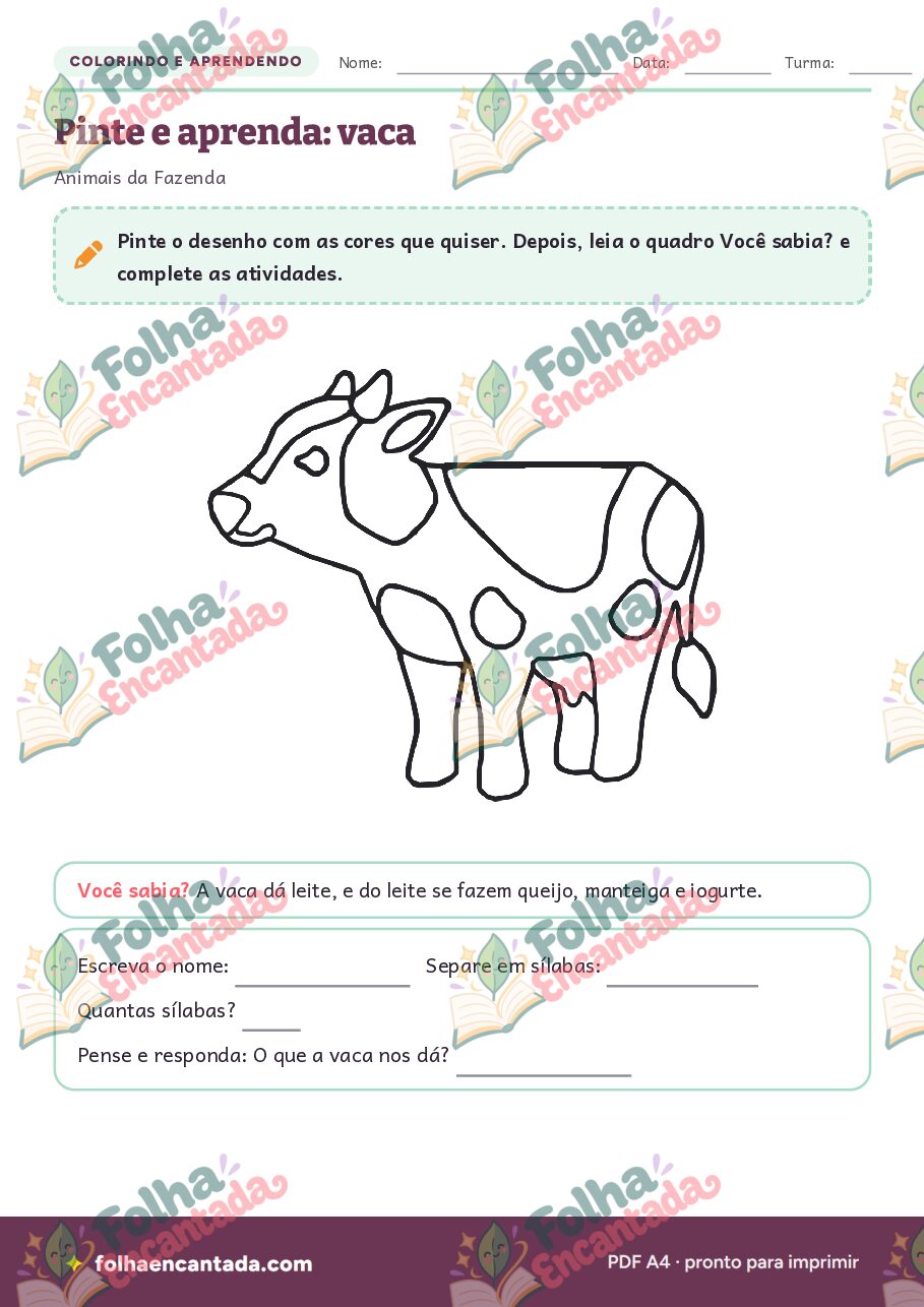 Prévia da página 2 de Colorindo e Aprendendo: Animais da Fazenda