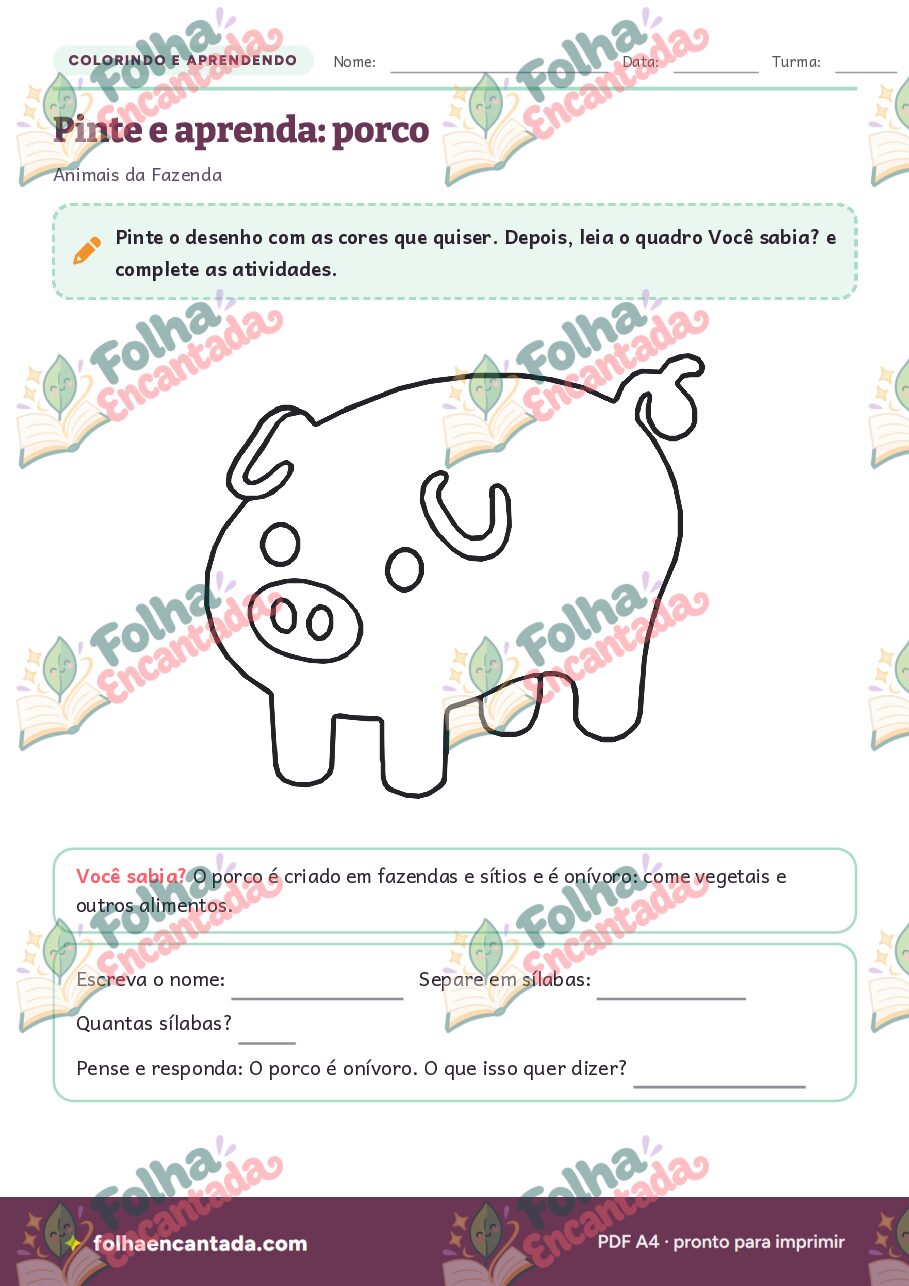 Prévia da página 3 de Colorindo e Aprendendo: Animais da Fazenda