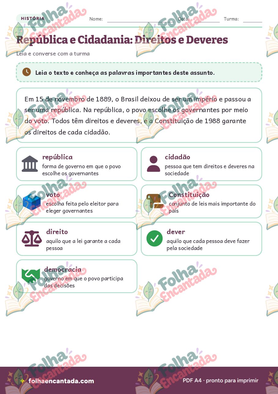 Prévia da página 2 de República e Cidadania: Direitos e Deveres