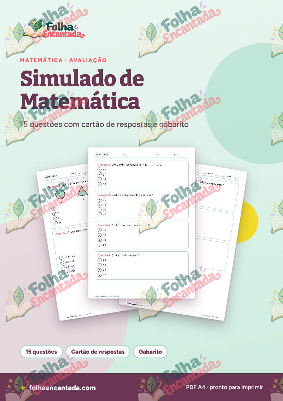 Prévia da página 1 de Simulado de Matemática 2º Ano com Gabarito