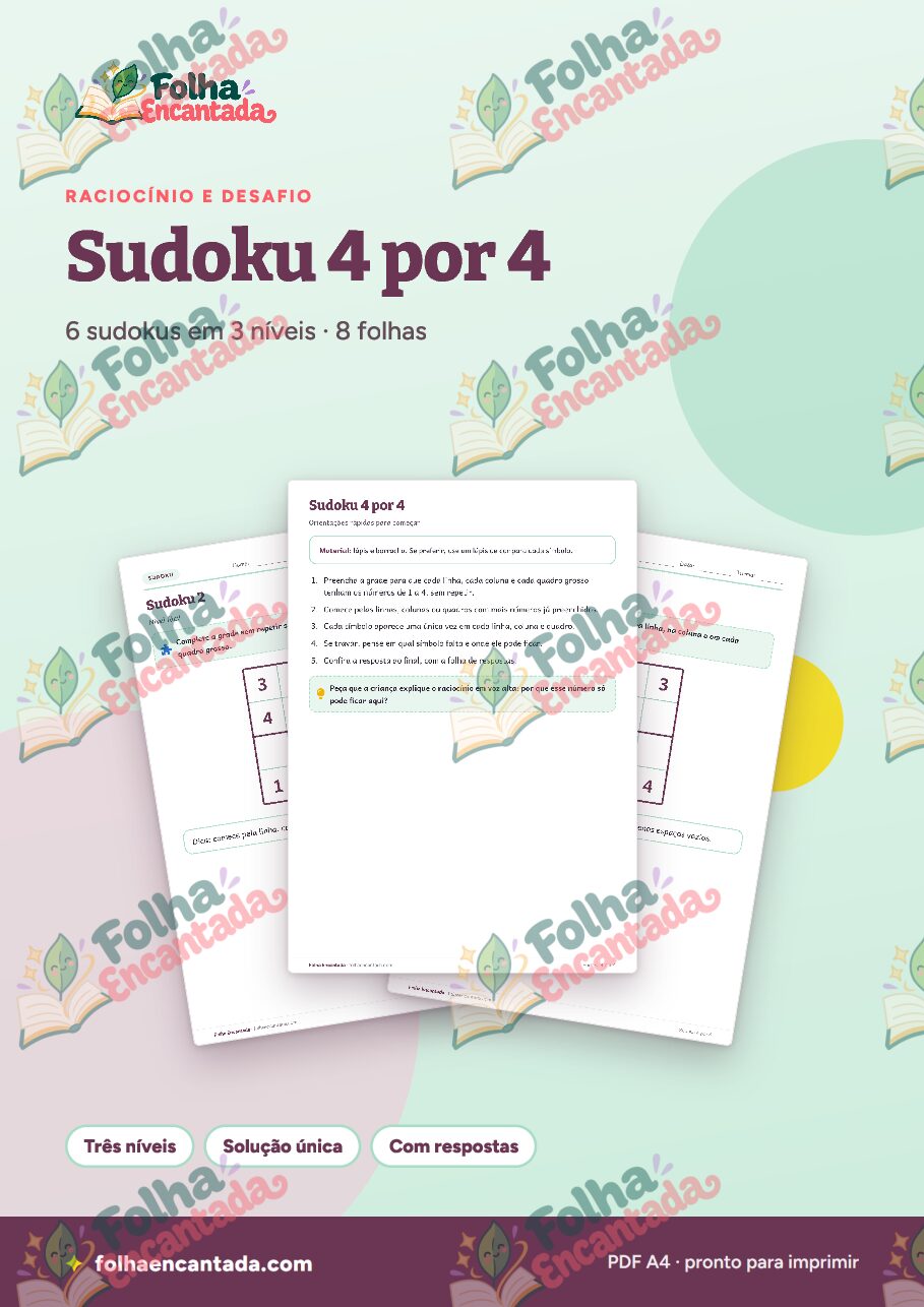 Prévia da página 1 de Sudoku 4 por 4: Números para Iniciantes